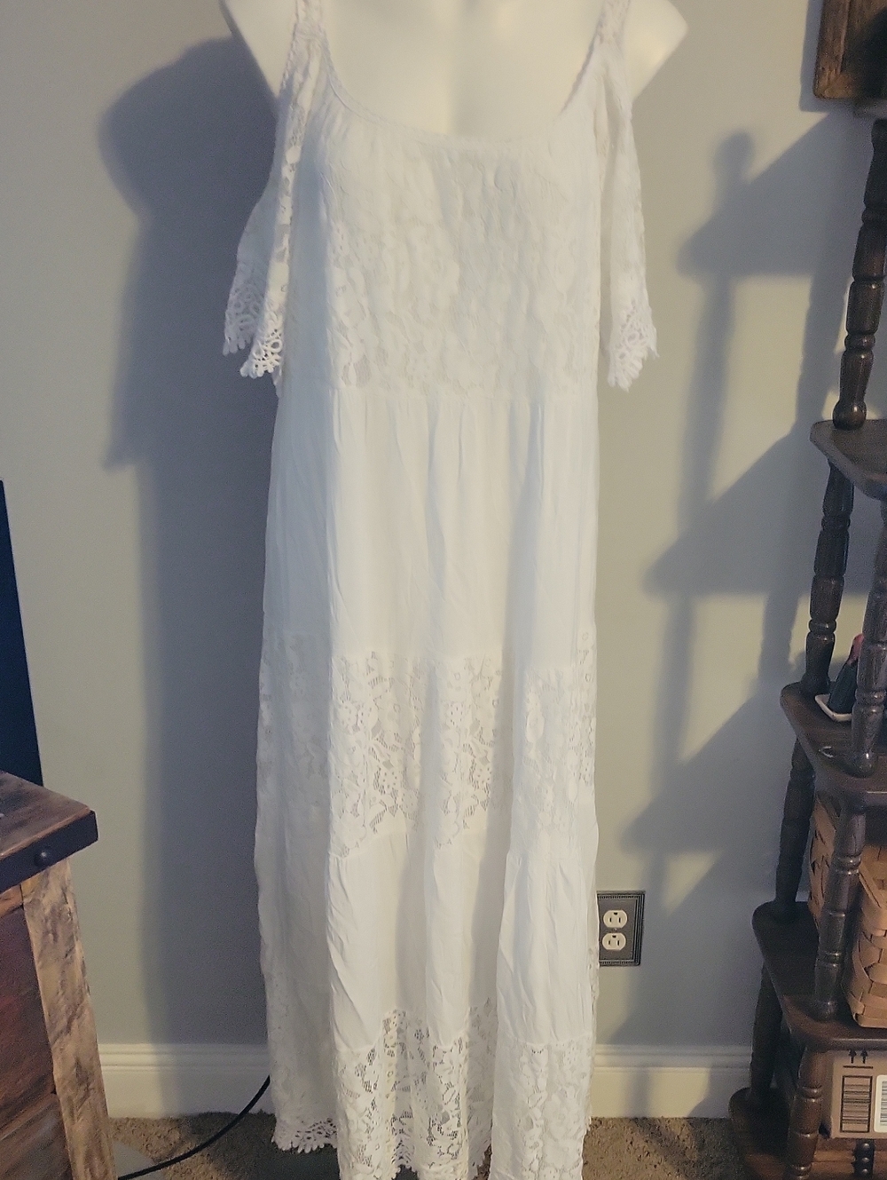 Impressions White Lace Maxi Dress...Size Medium